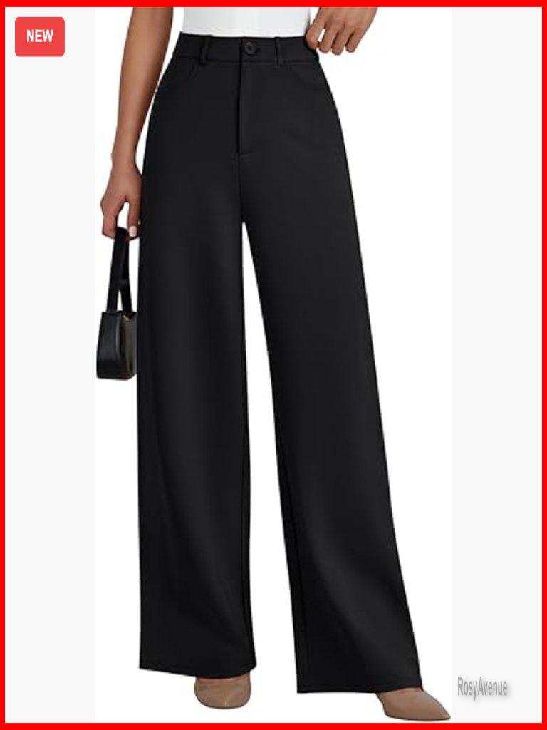 High Waisted Wide Leg Work Pants Stretchy Business Casual Trousers Pockets
